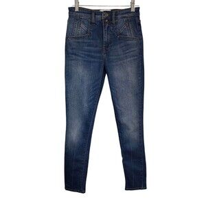 Current Elliott Jean Womens 25 Blue Skinny Double Button Denim Classic Stretch